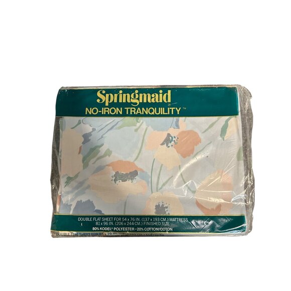 Springmaid No-Iron Tranquility Double Flat Sheet Windflowers - Picture 2 of 4